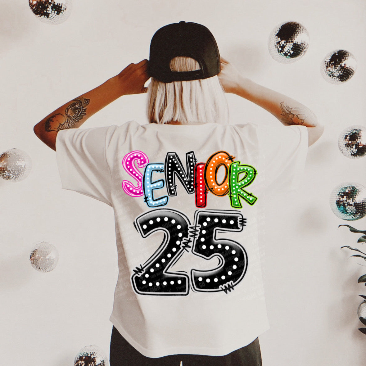 Senior 2025 Colorful Marquee Letters Uneven (UDD) DTF transfer