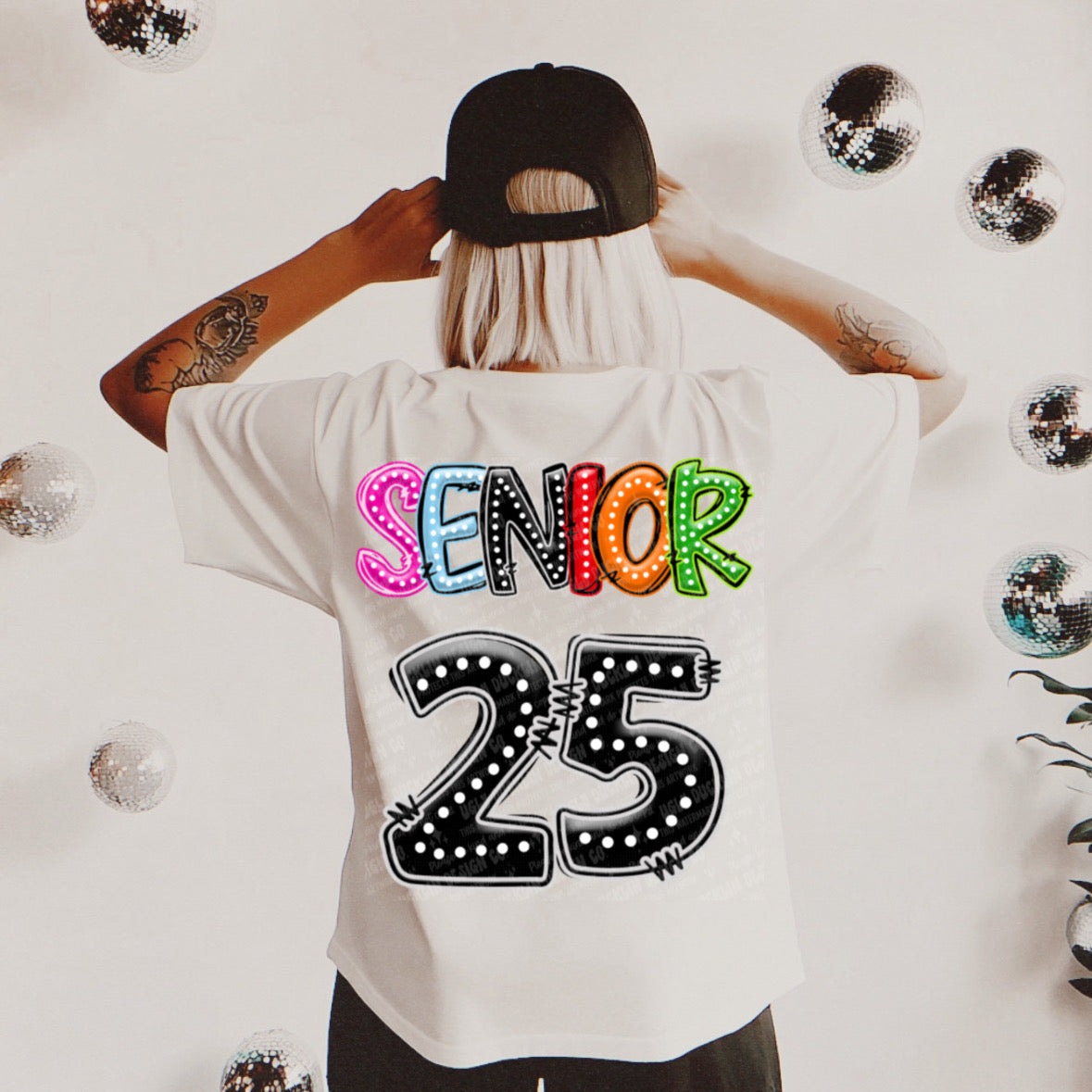 Senior 2025 Colorful Marquee Letters STRAIGHT (UDD) DTF transfer