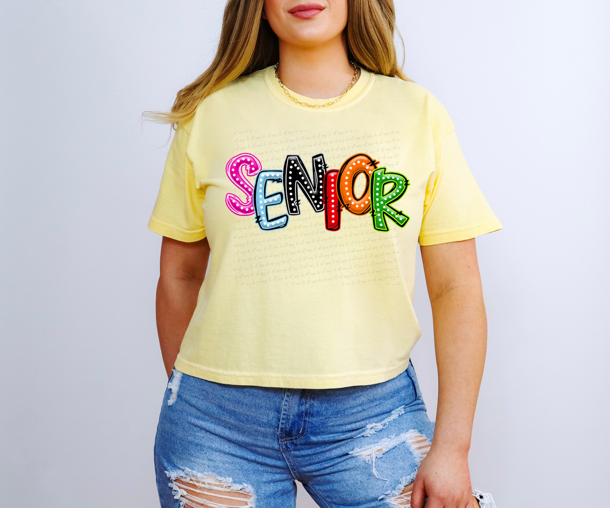 Senior Scattered Colorful Font 117844 DTF transfer