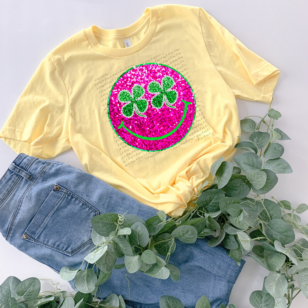 Sequins Shamrock Smiley 81953 DTF Transfer