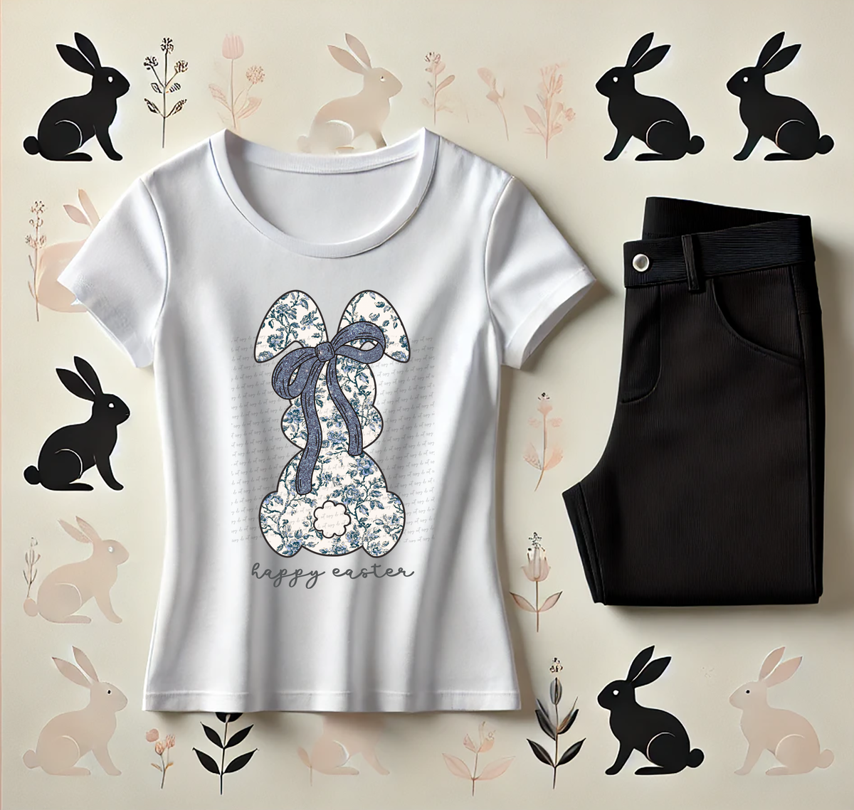 Shabby Bunny Happy Easter 86097 DTF Transfer