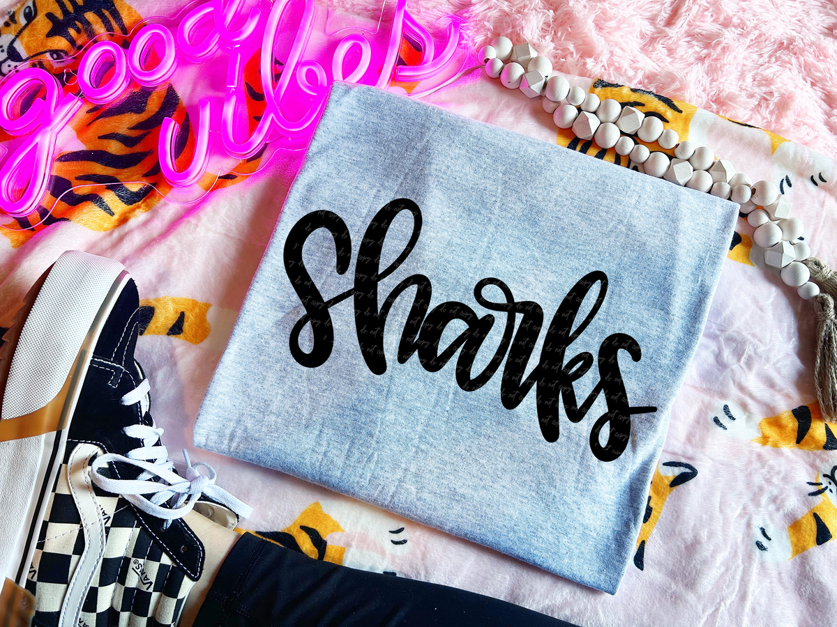 Sharks Hand Lettered 54147 DTF transfer