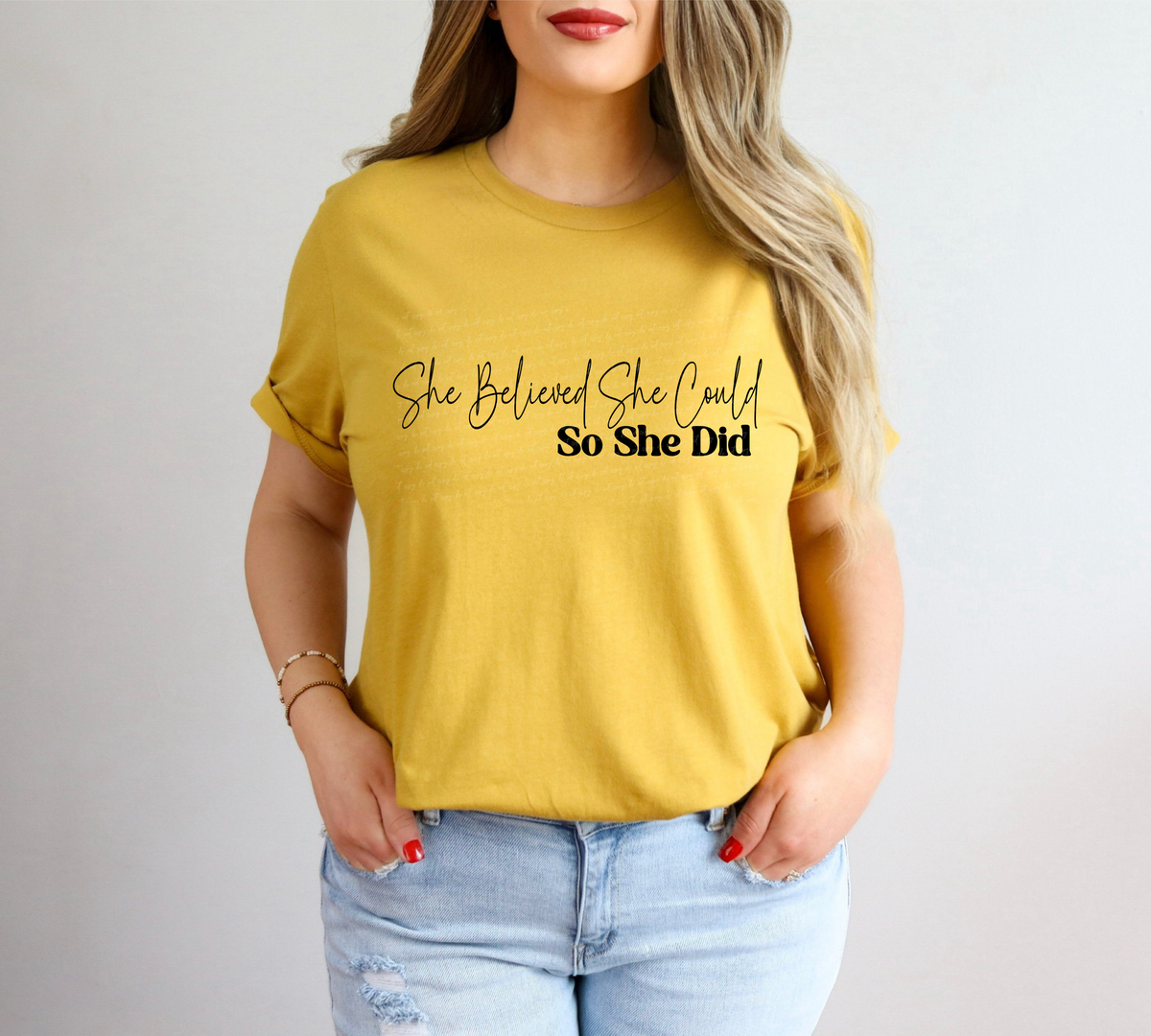 She Believed She Could So She Did Cursive And Serif Font Black 89449 DTF Transfer