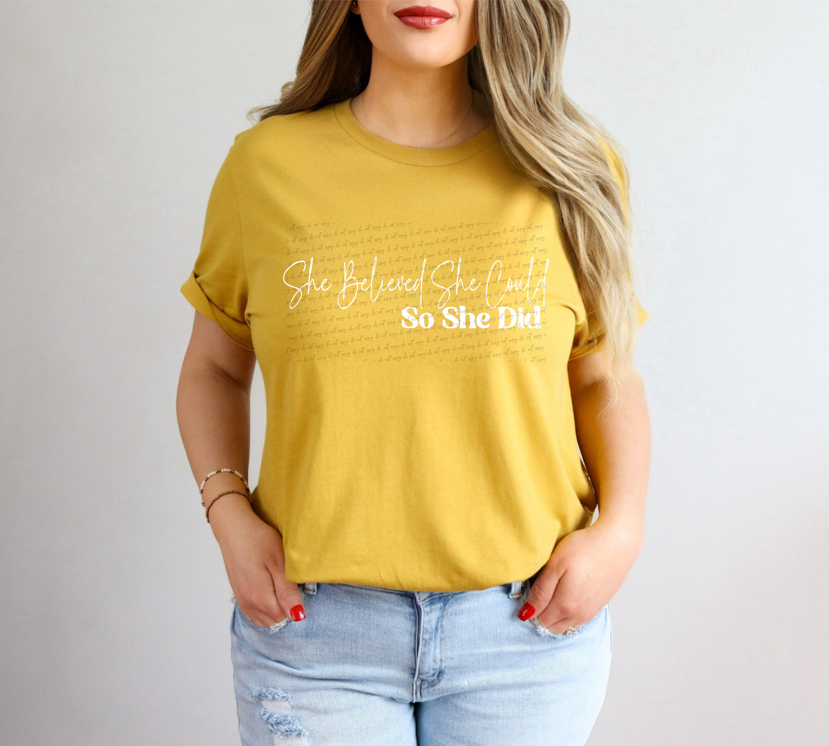 She Believed She Could So She Did Cursive And Serif Font White 89450 DTF Transfer