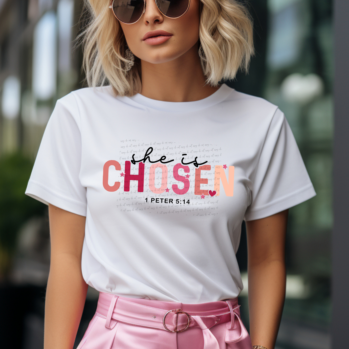 She Is Chosen 1 Peter 5:14 76610 DTF Transfer
