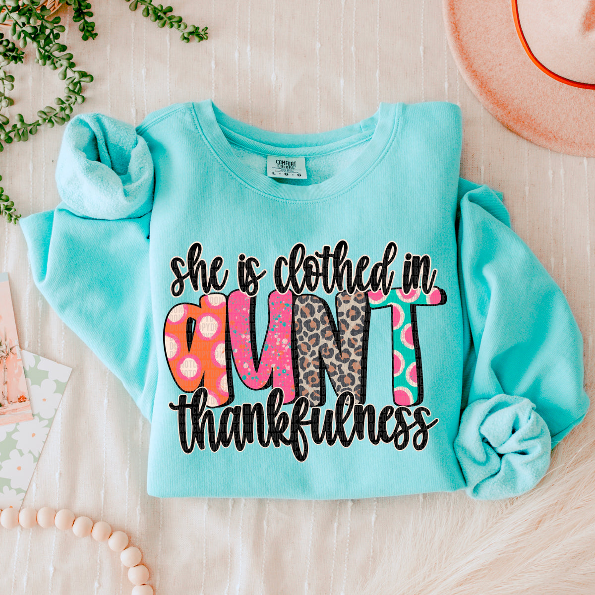 Aunt she is clothed in thankfulness 45732 DTF transfer