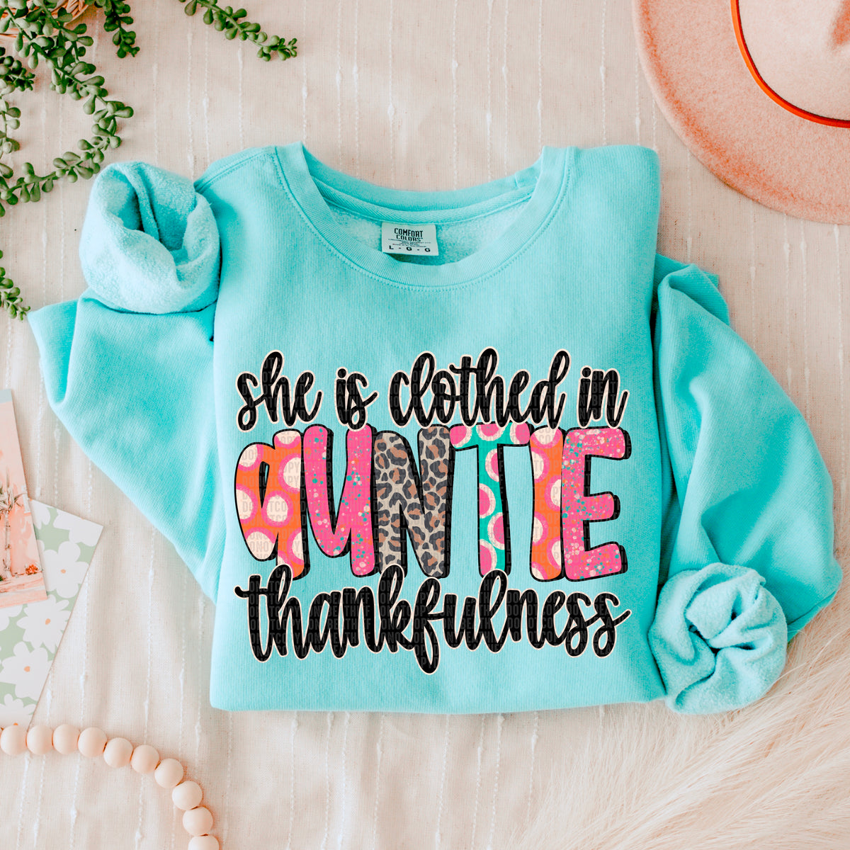 Auntie she is clothed in thankfulness 45737 DTF transfer