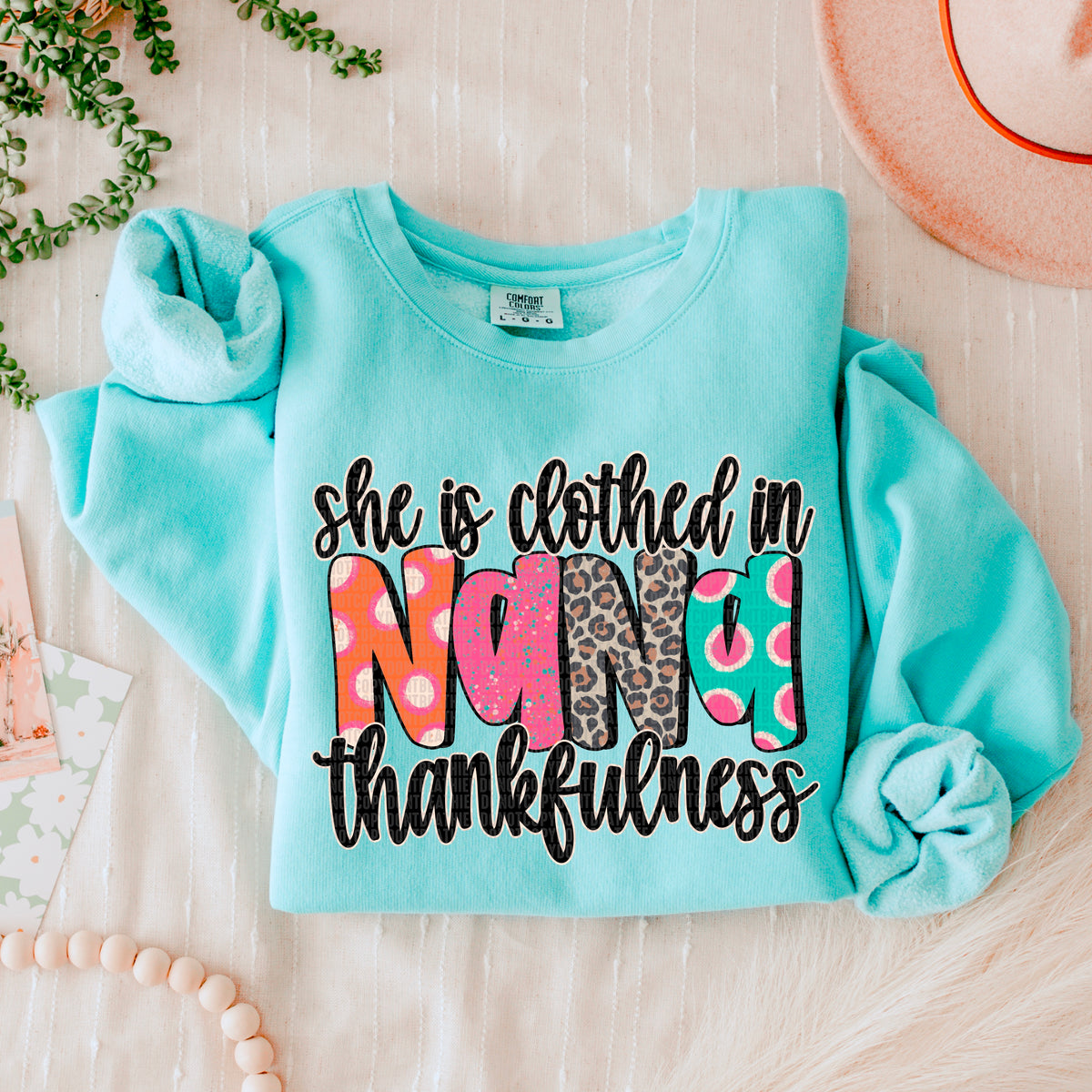 Nana she is clothed in thankfulness 45725 DTF transfer