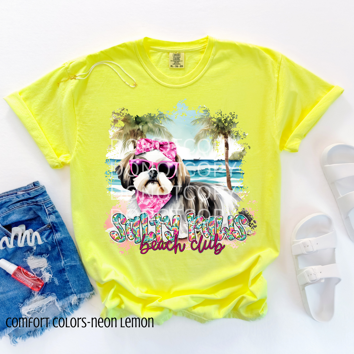 Shih Tzu Salty Paws Beach Club (CSG) 101104 DTF transfer