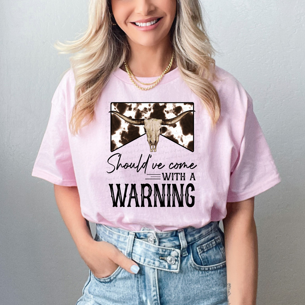 Should've Come With A Warning Bull Skull 114645 DTF transfer