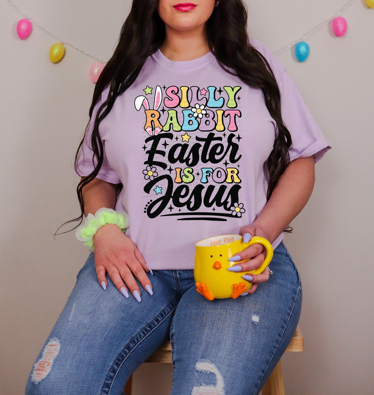 Silly Rabbit Easter is for Jesus Black 81790 DTF Transfer