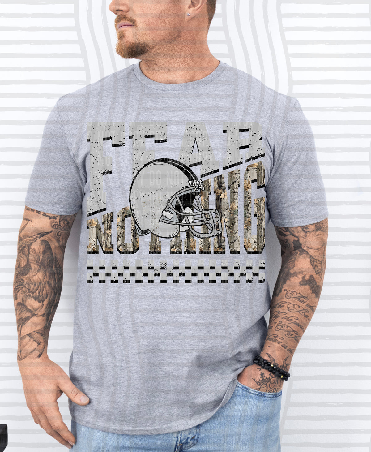 Silver and camo fear nothing (Caplinger) DTF Transfer