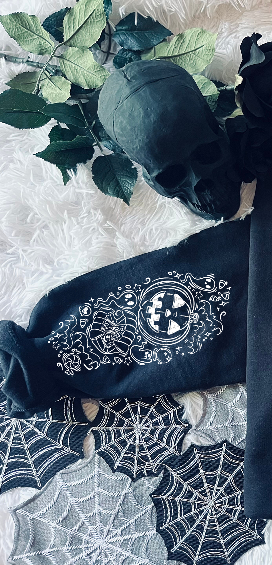 Simply Spooky White (Sleeve Print) 51495 DTF transfer