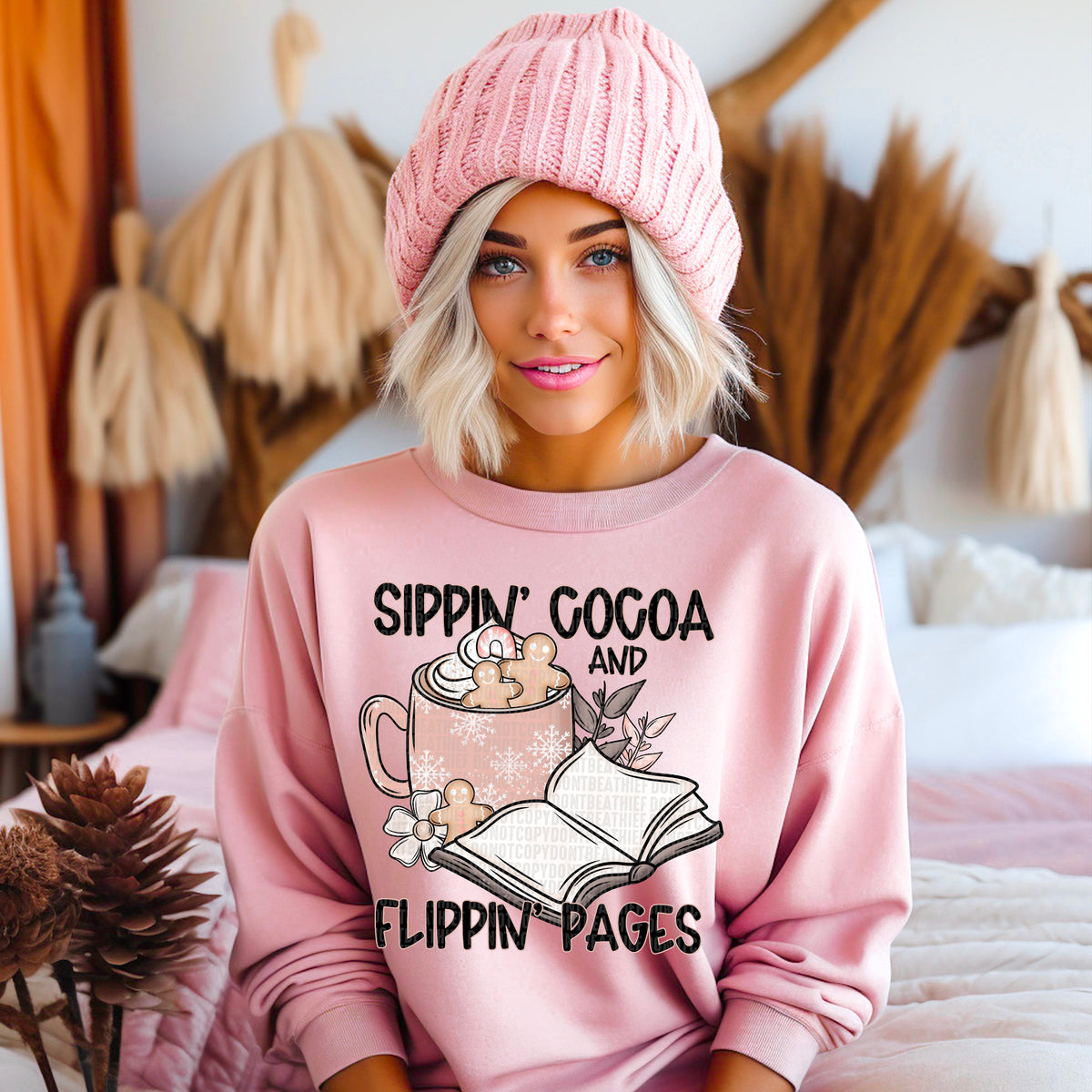 Sippin' Cocoa And Flippin Pages (SDD) DTF Transfer