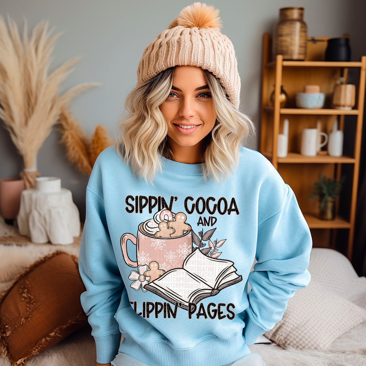 Sippin' Cocoa And Flippin Pages (SDD) DTF Transfer