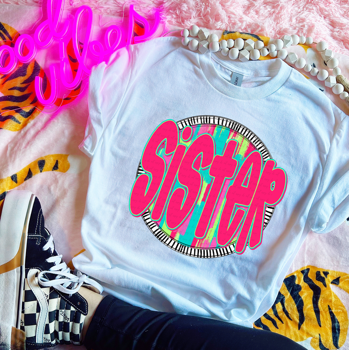 Sister Pink Font Circle 111440 DTF transfer