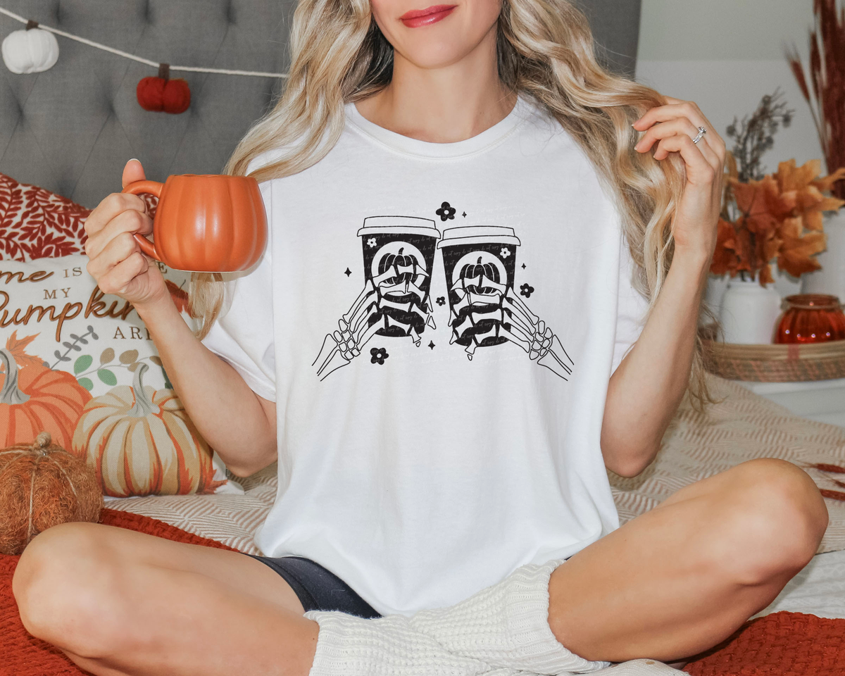 Skellie Hands Pumpkin Cups Black 46616 DTF transfer