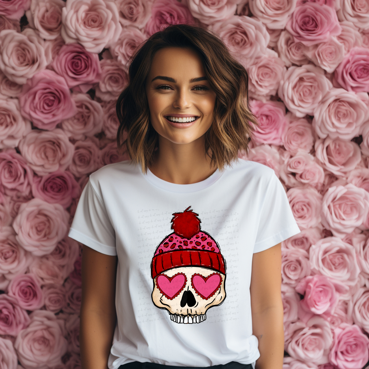 Skull Beanie Heart Eyes 116872 DTF Transfer