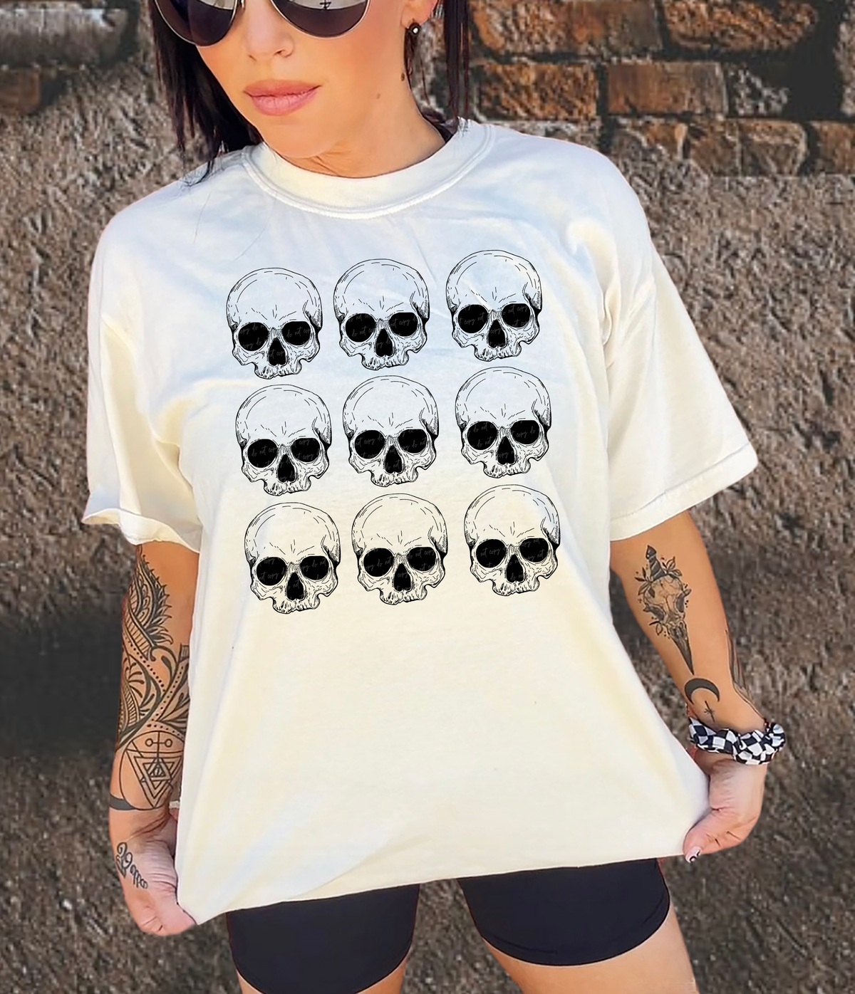 Skull Head Grid Black 116015 DTF Transfer