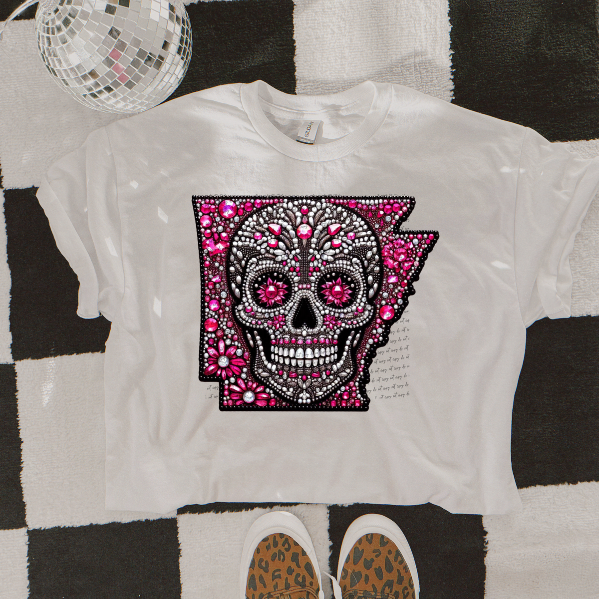 Skull Rhinestone Black And Pink 42539 DTF transfer