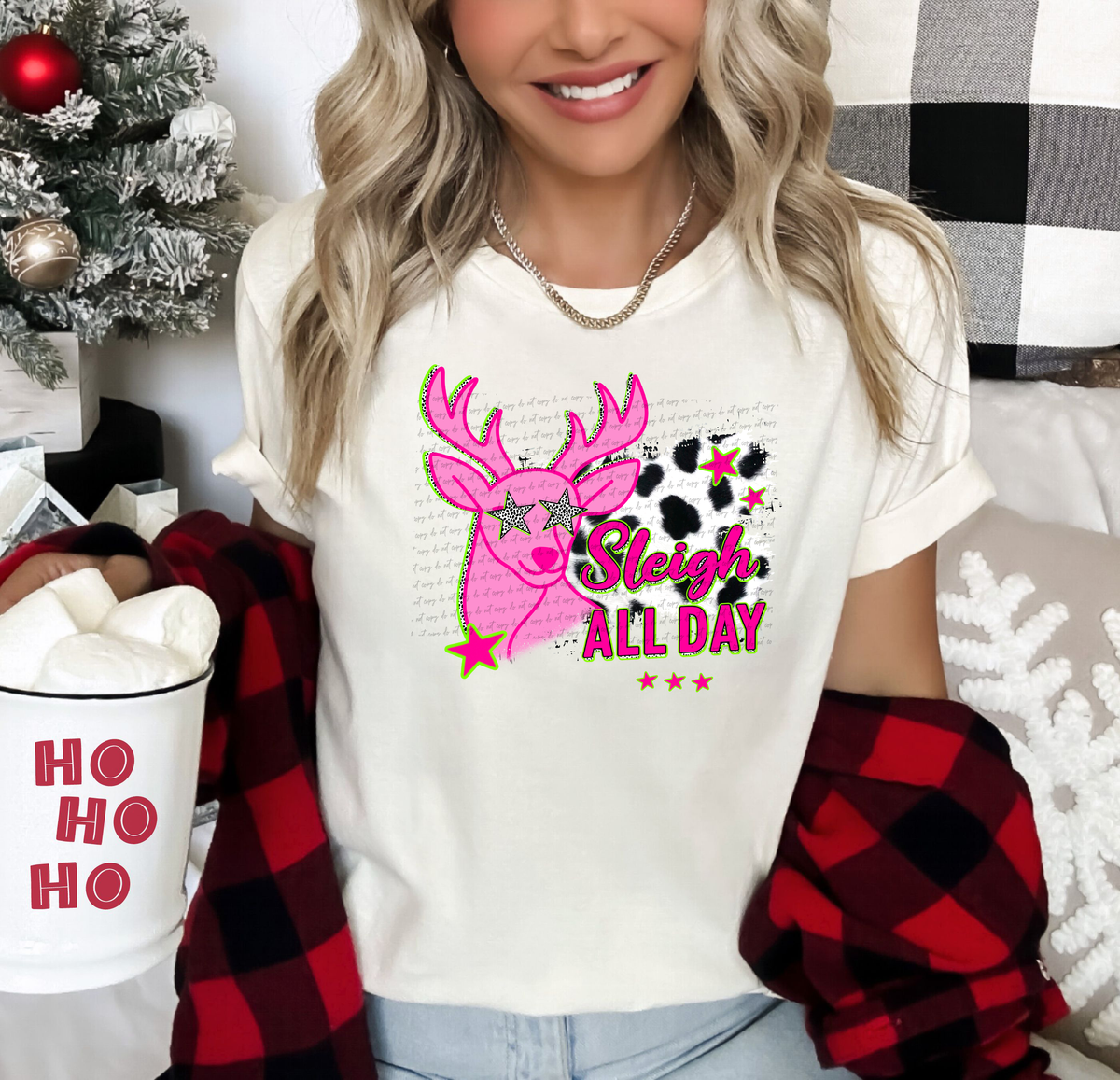 Sleigh All Day Cowhide Background 108759 DTF transfer
