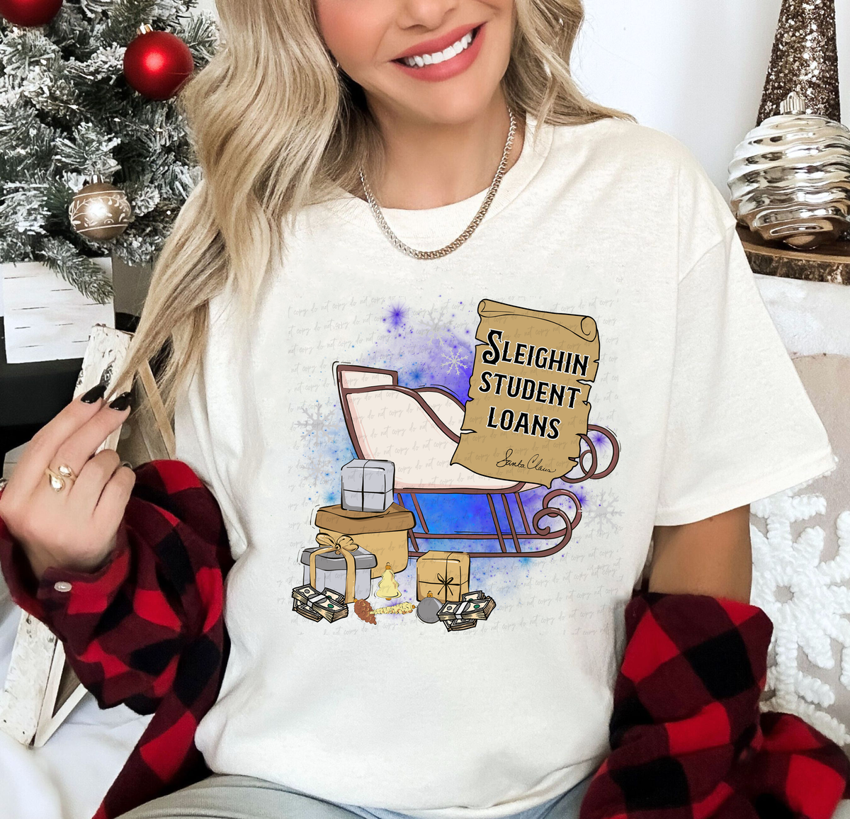 Sleighin Student Loans Blue Sleigh 115039 DTF Transfer