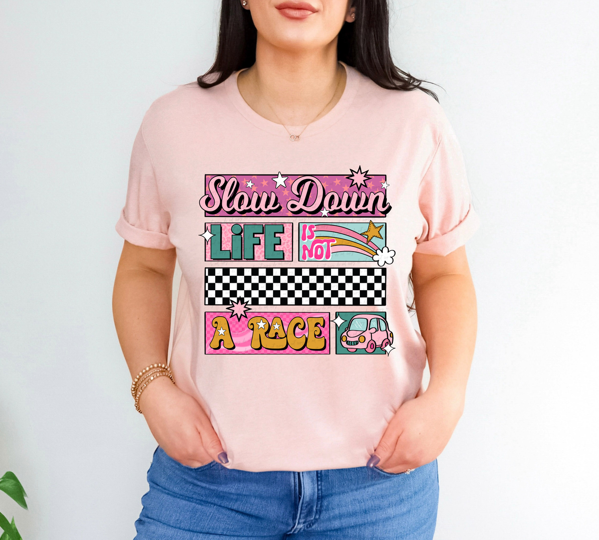 Slow Down Life is No A Race 111788 DTF transfer