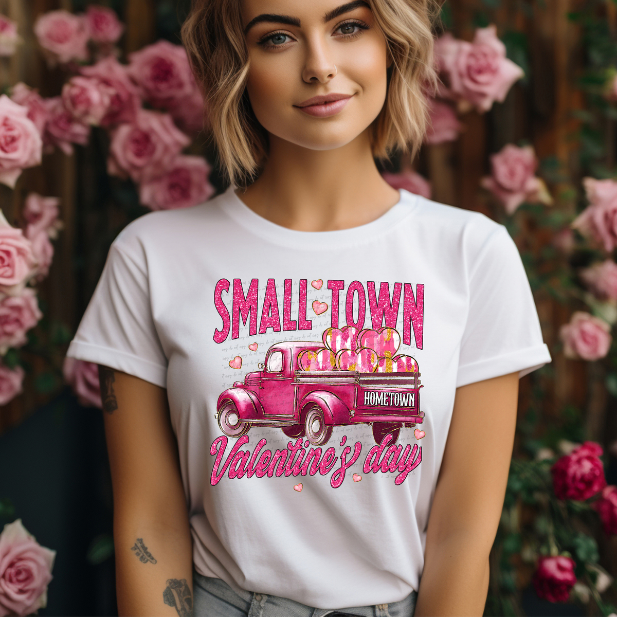 Small Town Valentines Day Truck 76765 DTF Transfer