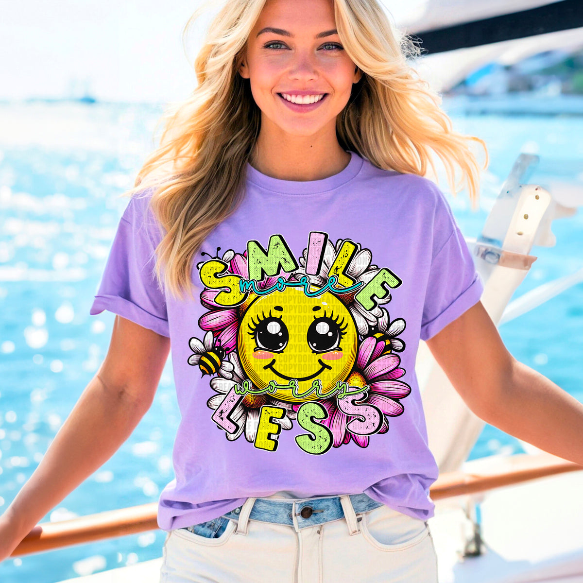 Smile More Worry Less 104253 DTF transfer