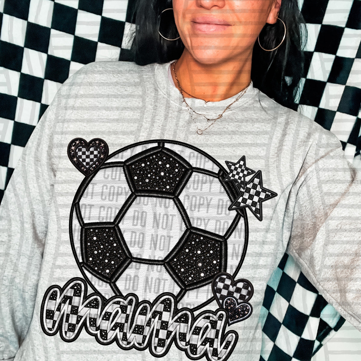 Mama with checkered Soccer (caplinger) DTF Transfer