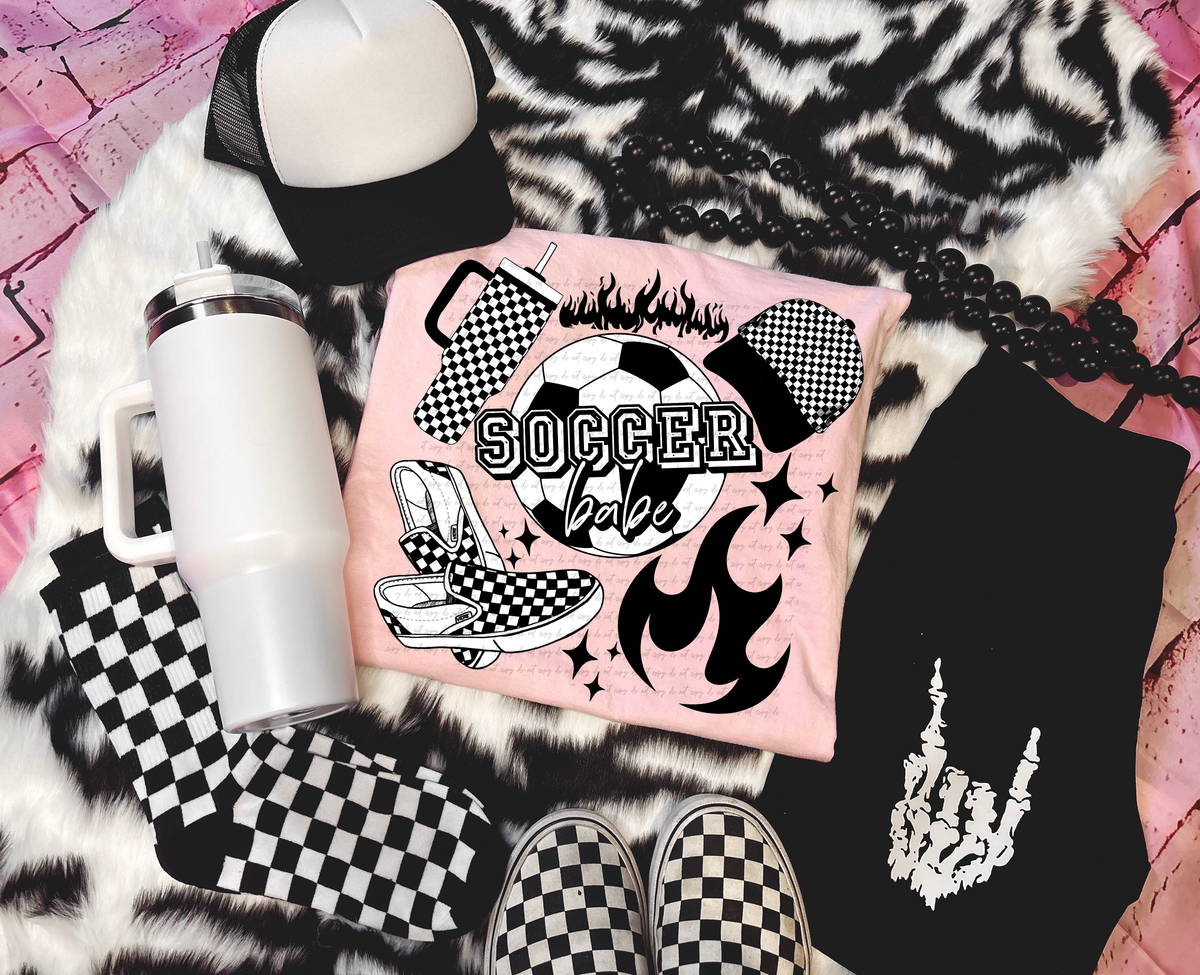 Soccer Babe Tumbler Cap Shoes Checker 81892 DTF Transfer