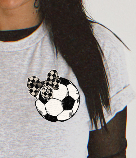 Soccer Brown Checkered Bow Pocket 110150 DTF transfer