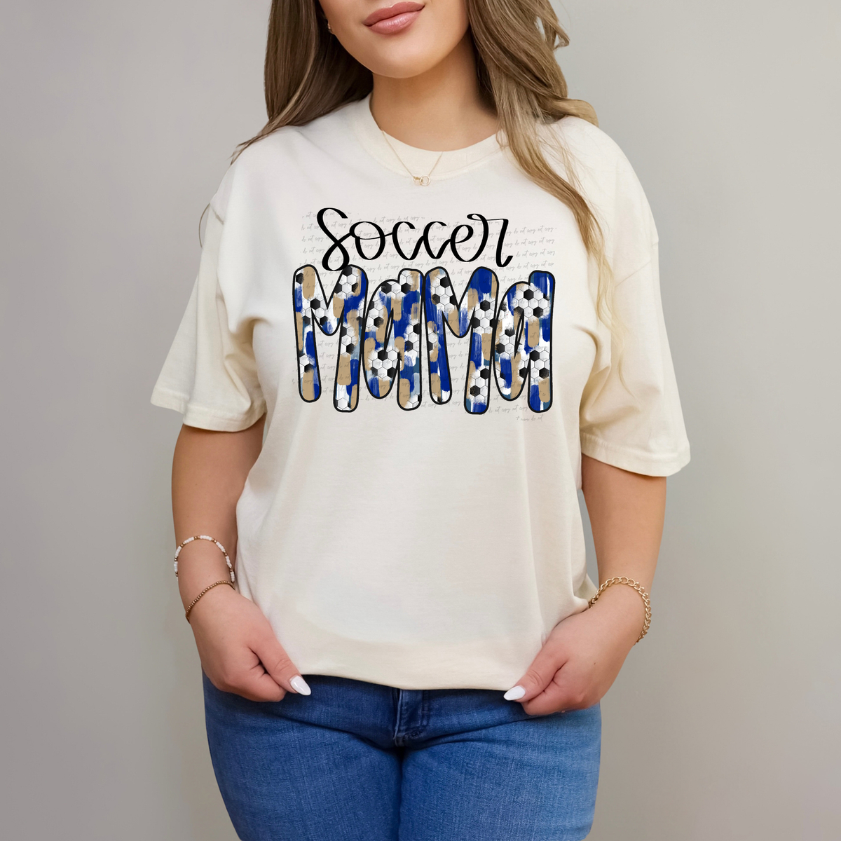 Soccer Mama Blue Gold Brushstroke 81893 DTF Transfer