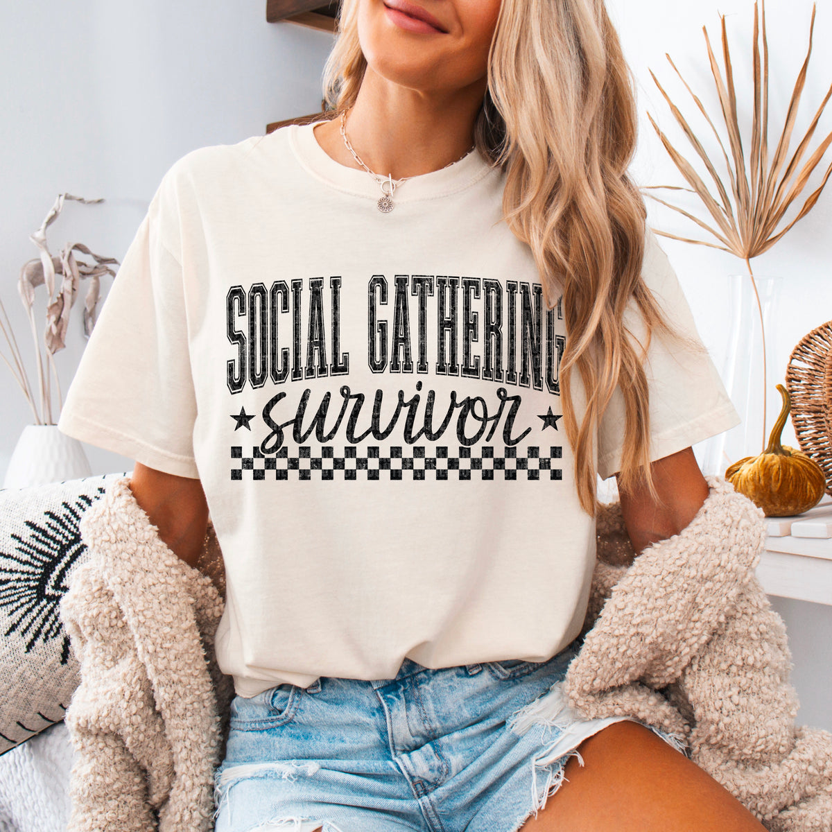 Social Gathering Survivor in Black 104389 DTF transfer