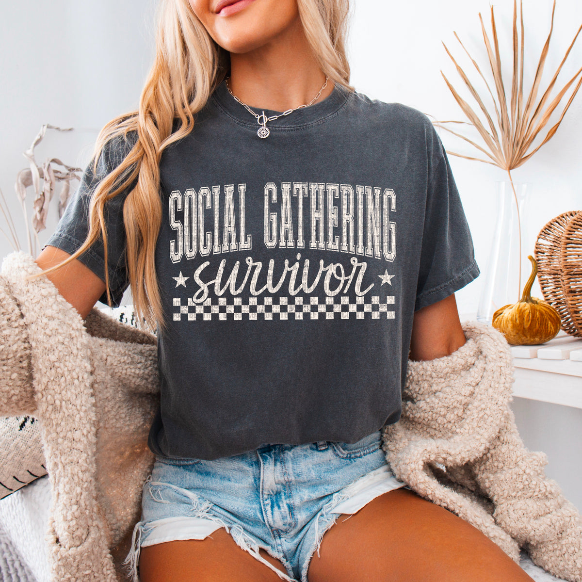 Social Gathering Survivor in White 104390 DTF transfer