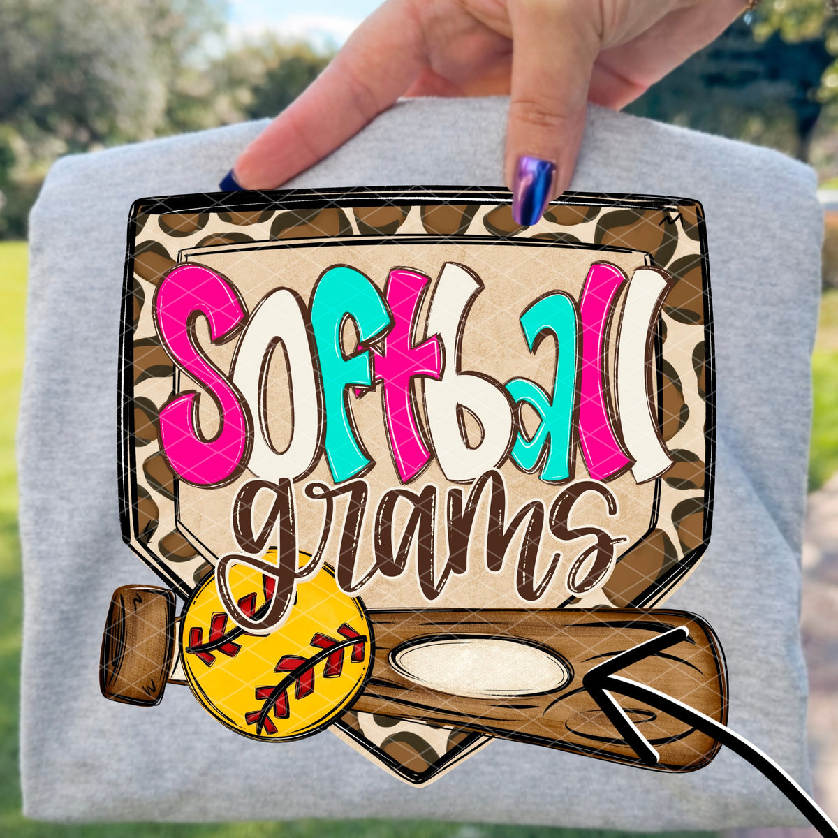 Softball grams leopard frame (SDD) DTF Transfer