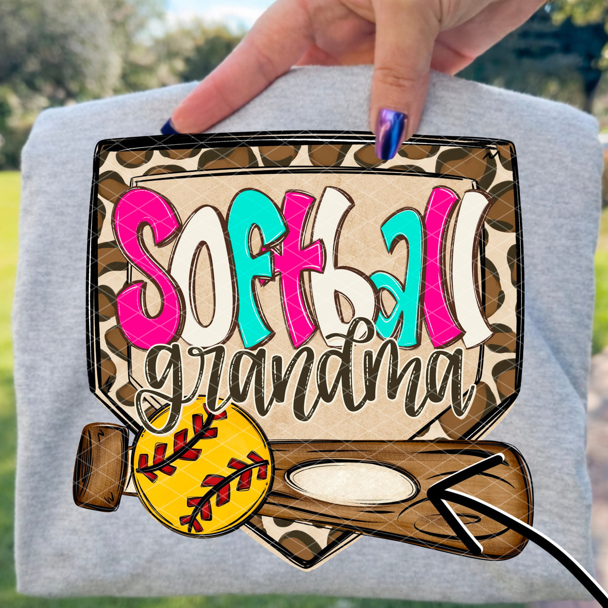 Softball grandma leopard frame (SDD) DTF Transfer