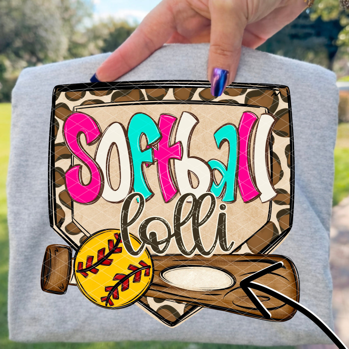 Softball lolli leopard frame (SDD) DTF Transfer