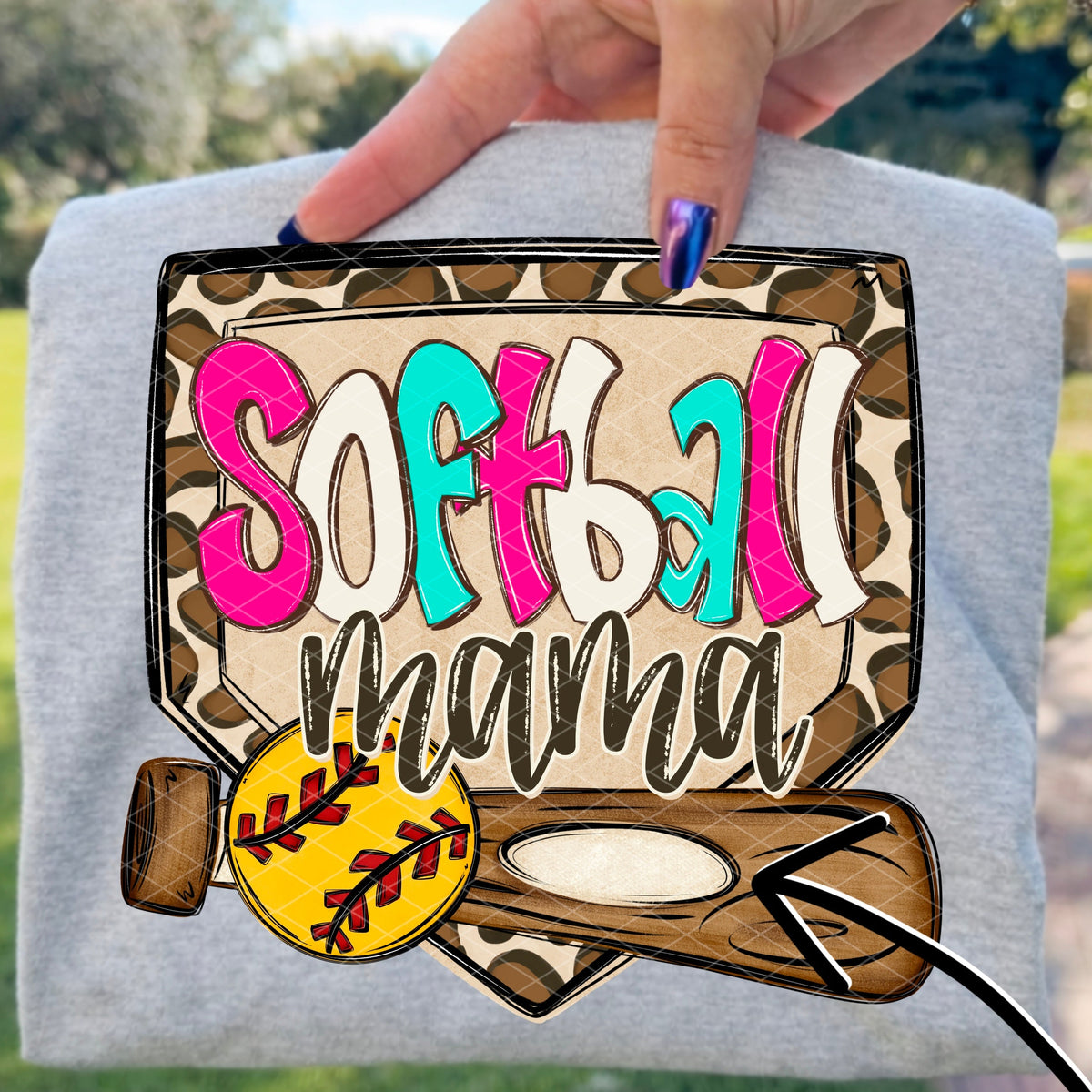 Softball mama leopard frame (SDD) DTF Transfer