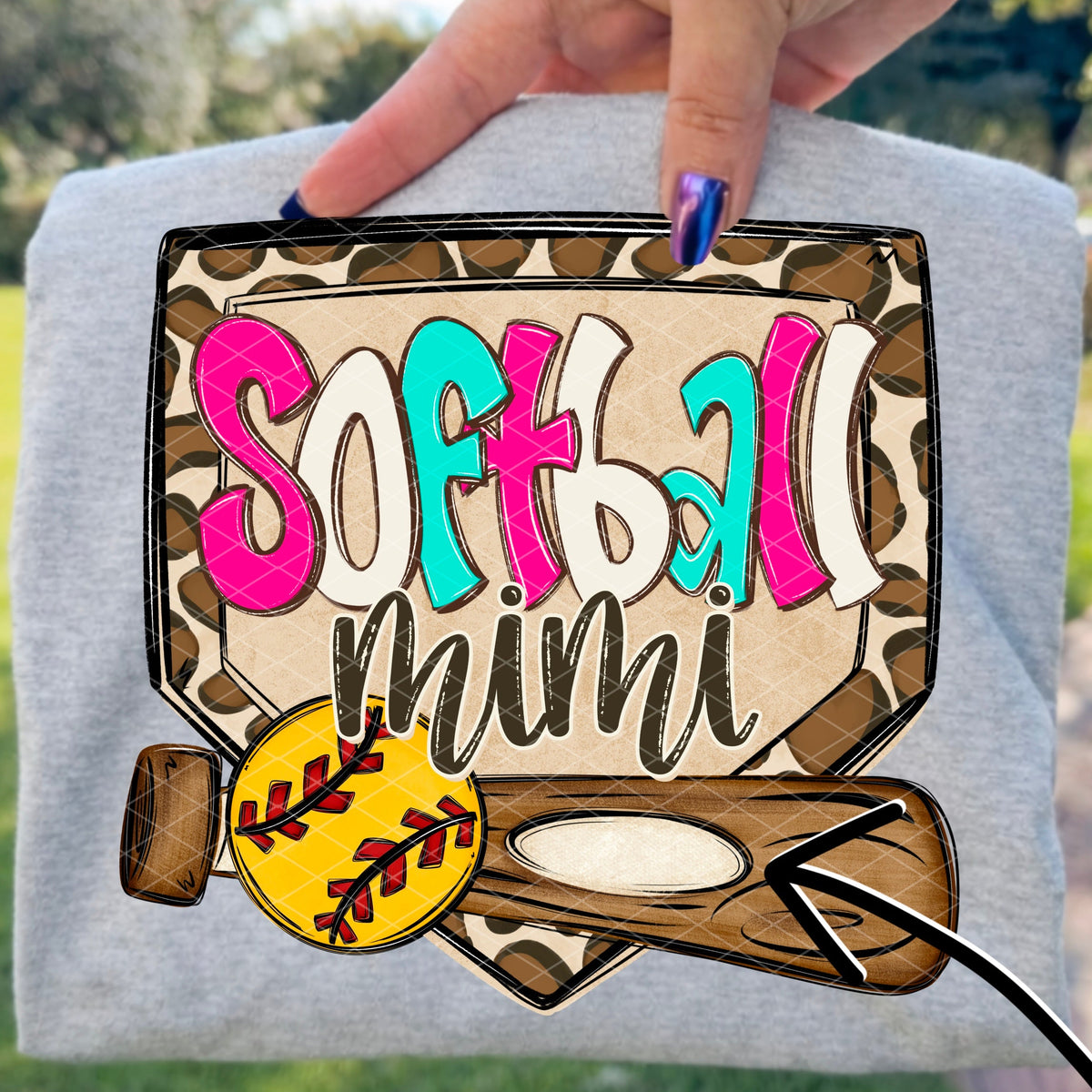 Softball mimi leopard frame (SDD) DTF Transfer