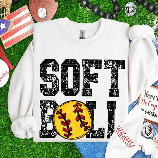 Softball distressed BLACK (SDD) DTF Transfer
