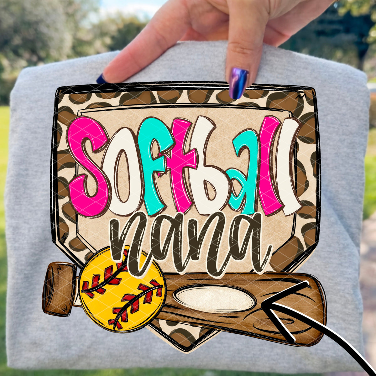 Softball nana leopard frame (SDD) DTF Transfer