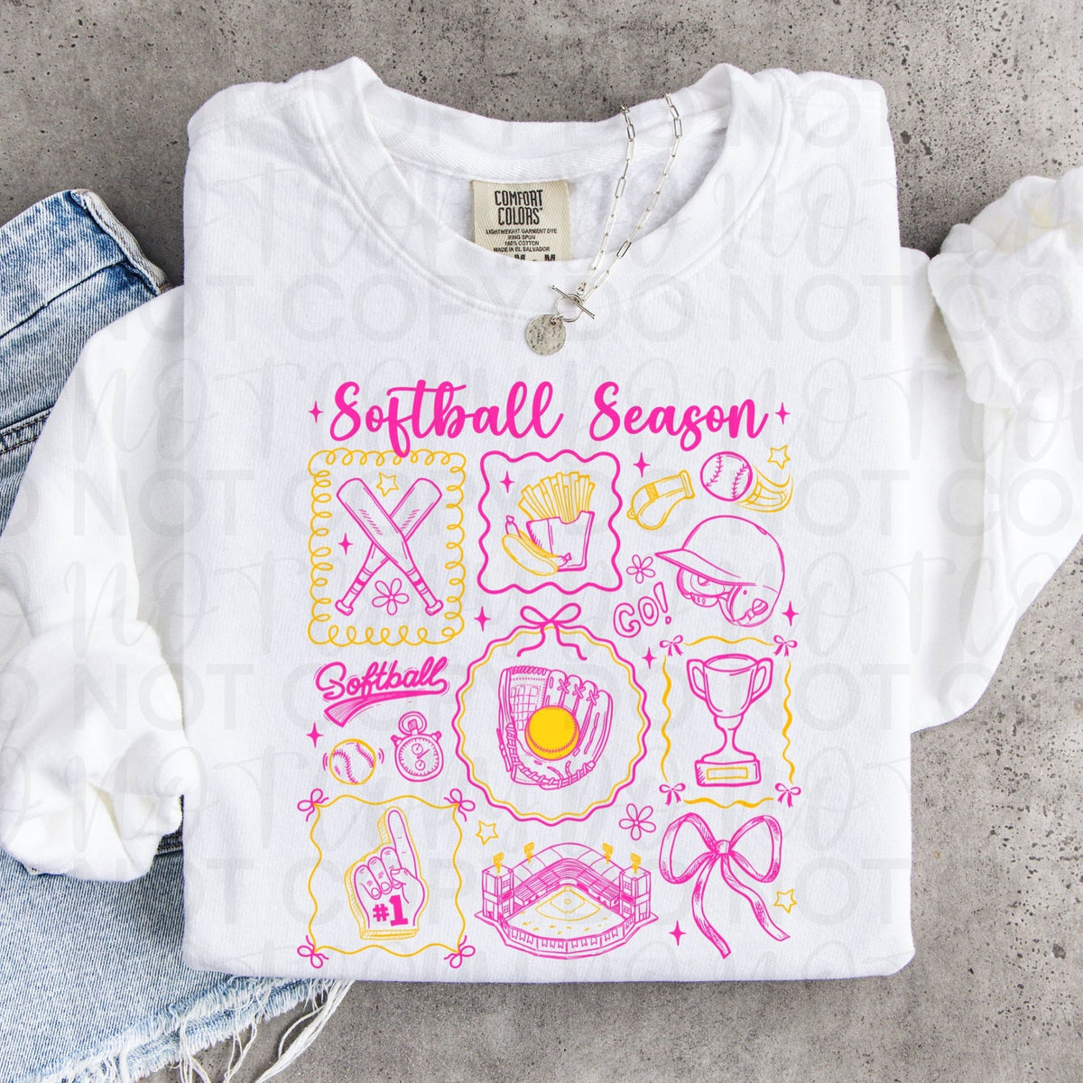 Softball season collage pink and yellow (UAC) DTF Transfer