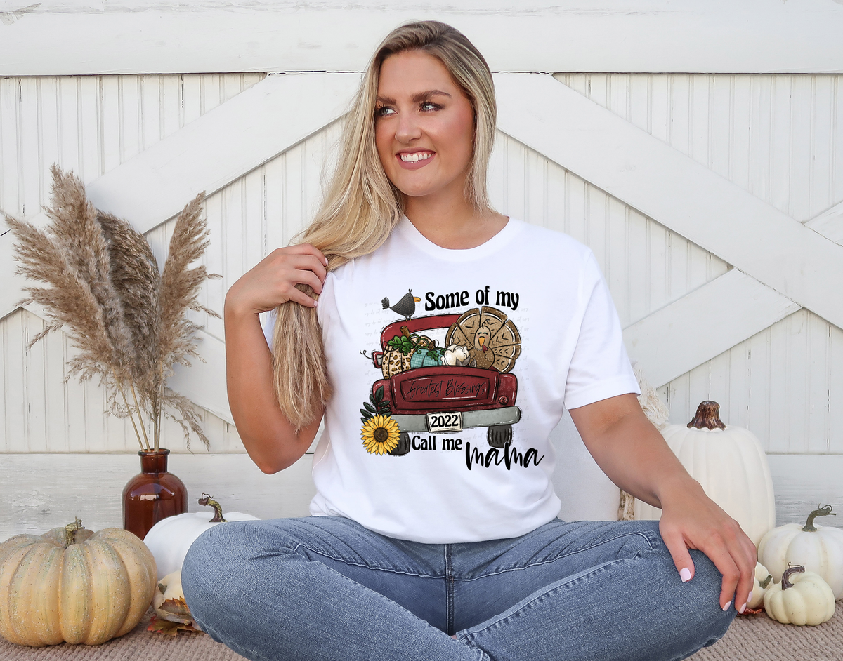 Some Of My Greatest Blessings Call Me Mama Turkey Red Truck 115190 DTF Transfer
