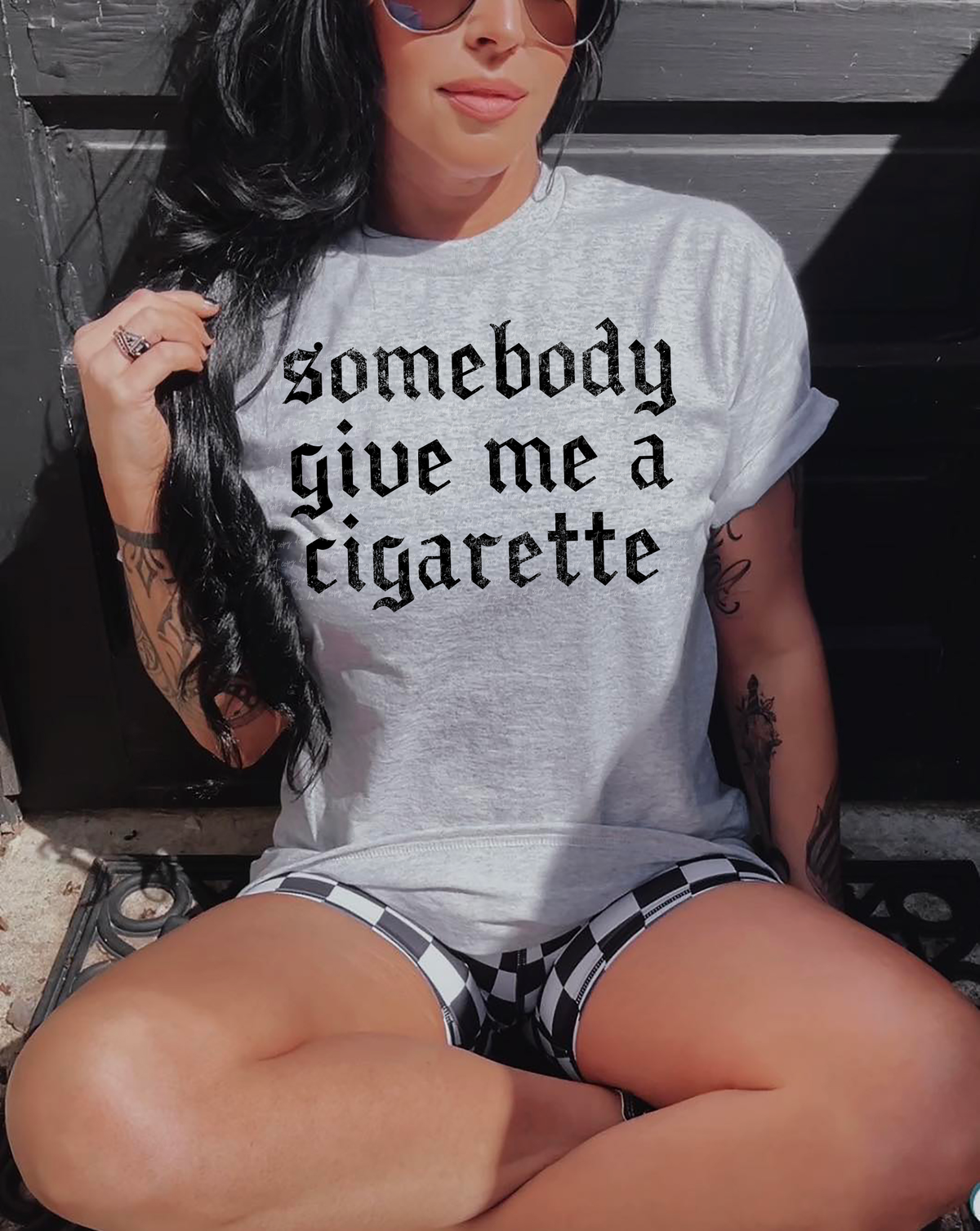 Somebody Give Me A Cigarette Gothic Black Grunge 86354 DTF Transfer