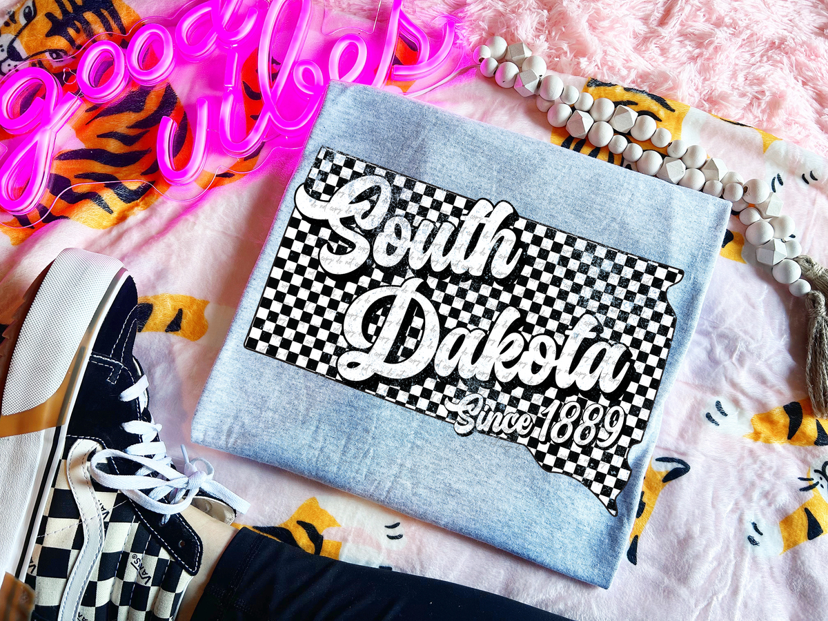 South Dakota Since 1889 Checkered Grunge 66755 DTF transfer