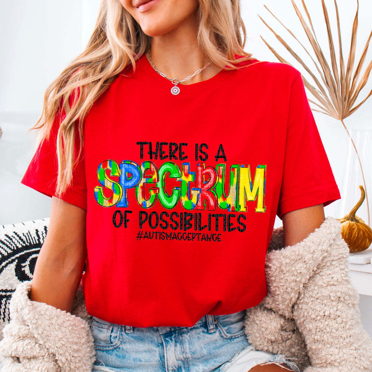 There Is A Spectrum Of Possibilities #autismacceptance BLACK (SDD) DTF Transfer