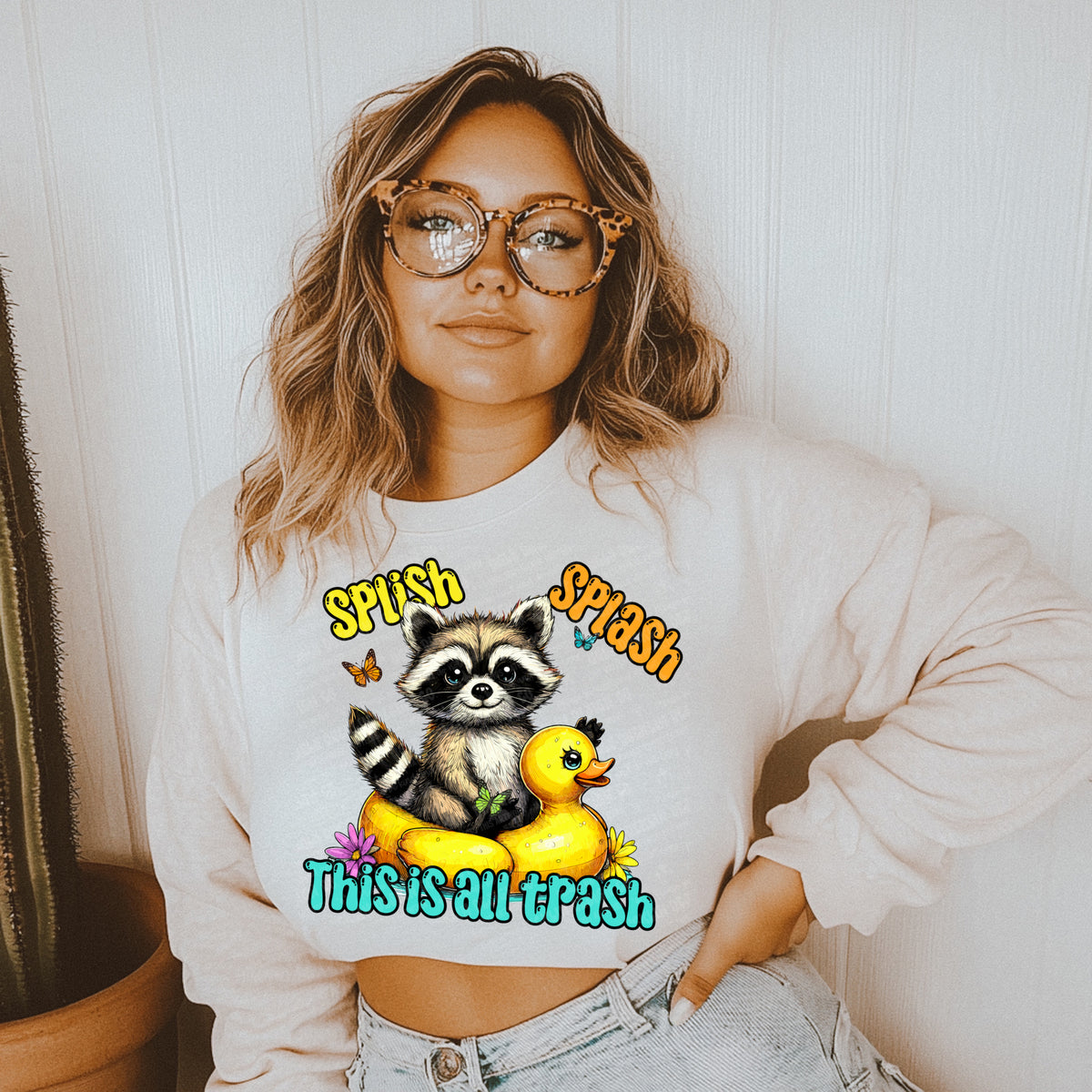 Splish Splash This is all trash Raccoon Colorful Font (UDD) DTF transfer