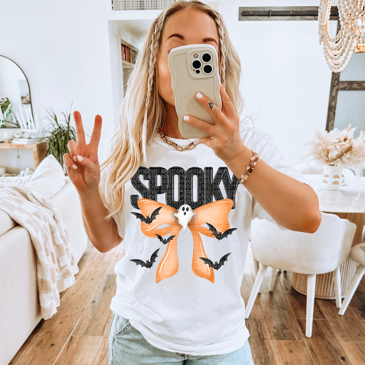 Spooky ORANGE BOW DTF transfer