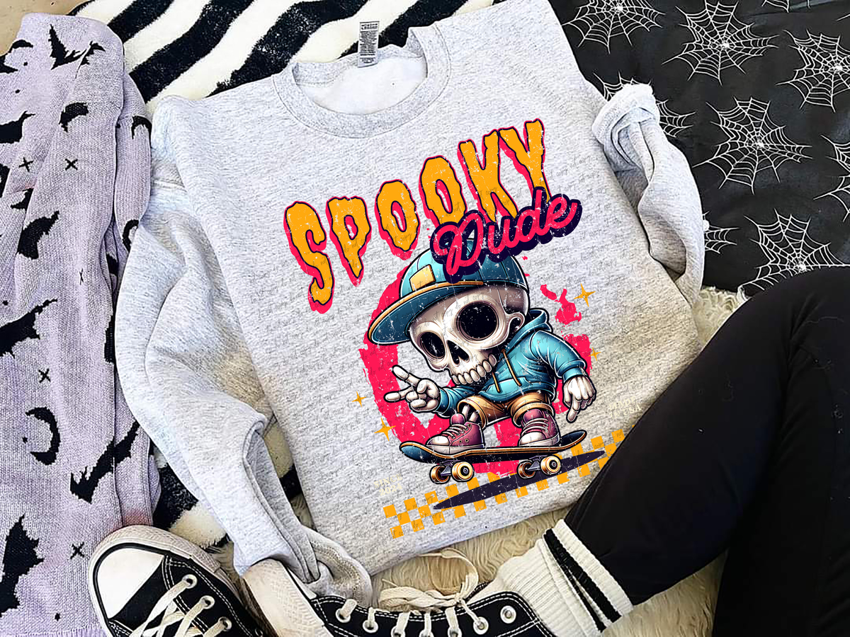 Spooky Dude Skateboard Skellie 59557 DTF transfer